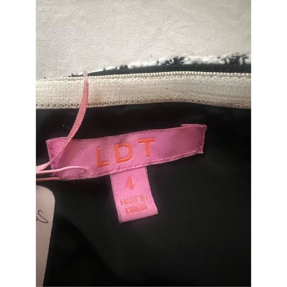 LDT RILEY STRAPLESS FLOUNCE TWEED MINI DRESS Black and White Houndstooth size 4 - Picture 10 of 10